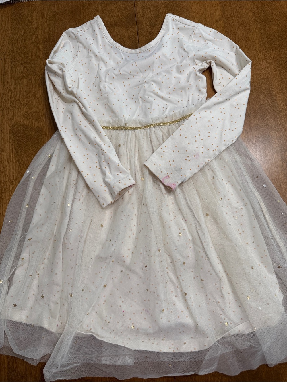 Hanna Andersson Cream Long-Sleeve Tulle Star Dress